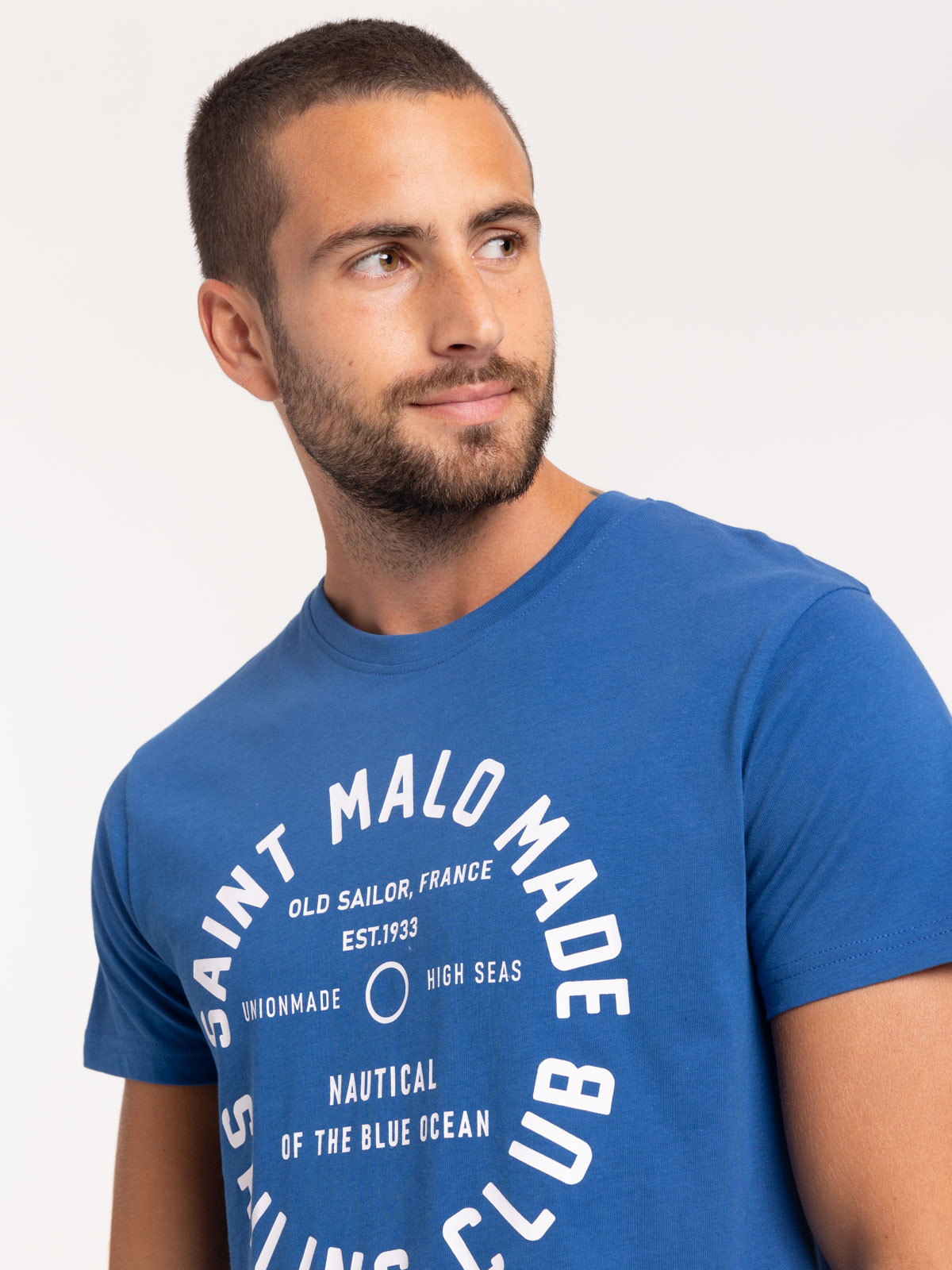 T-shirt Saint-Malo bleu franc homme