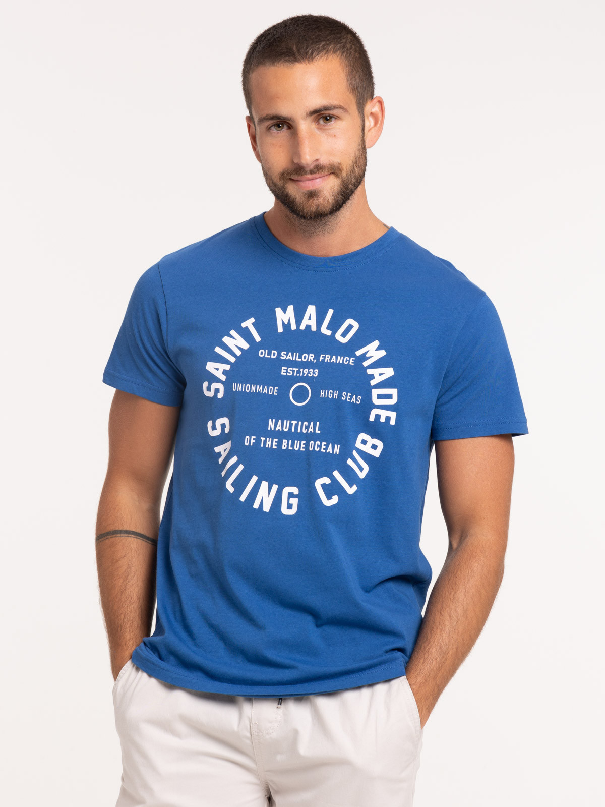 T-shirt Saint-Malo bleu franc homme
