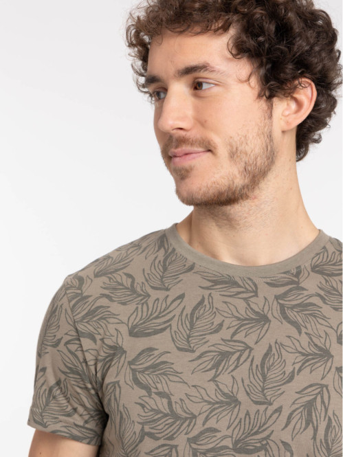 T-shirt olive imprimé all over homme