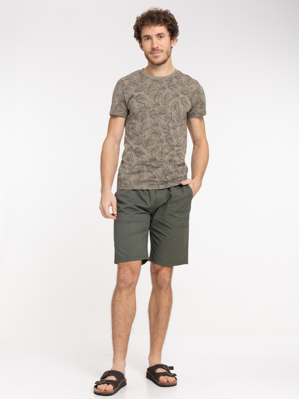 T-shirt olive imprimé all over homme