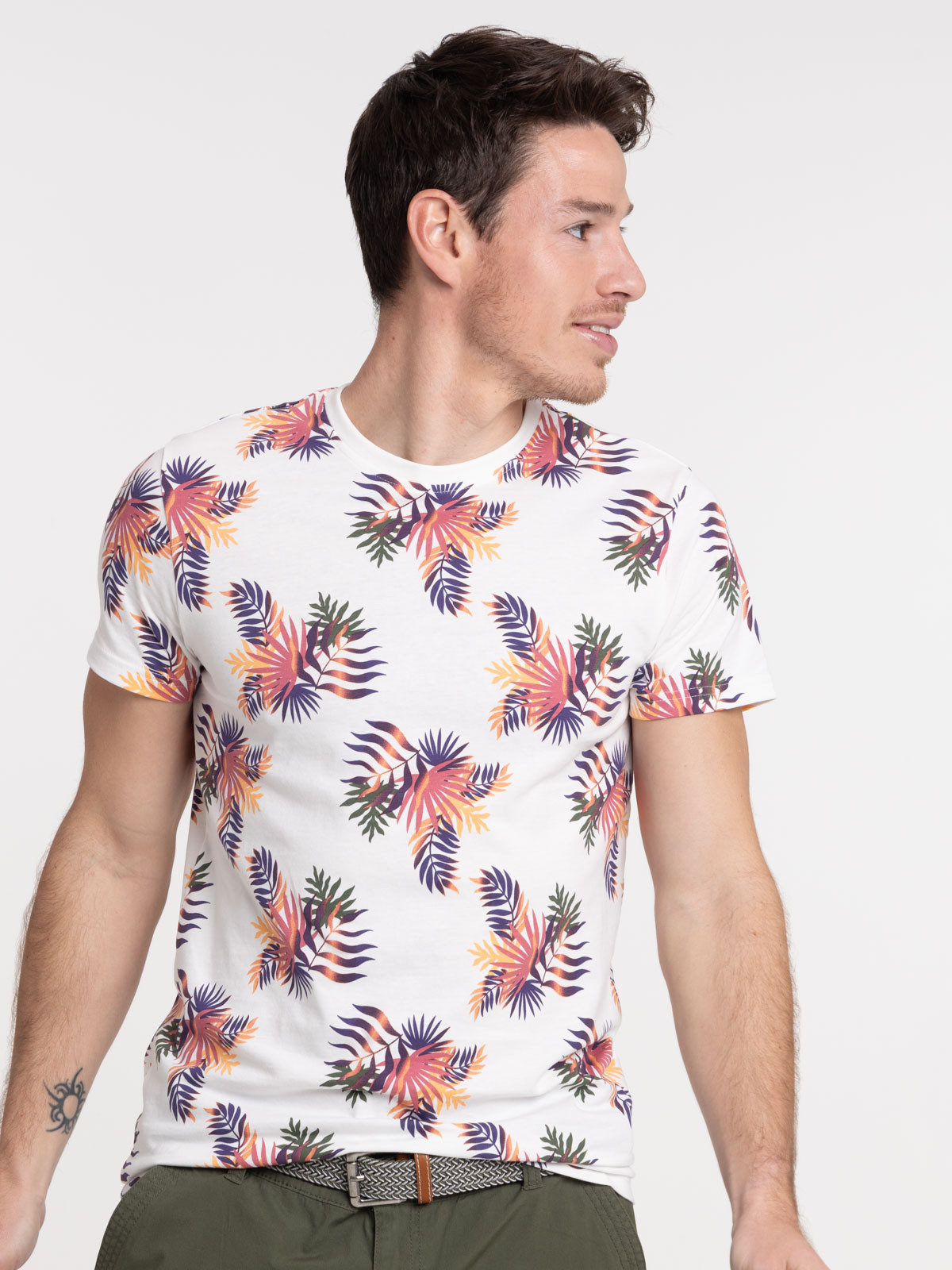 T-shirt feuilles tropicales homme
