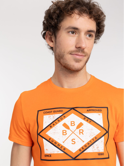 T-shirt orange nautic imprimé homme T-shirt orange nautic imprimé homme