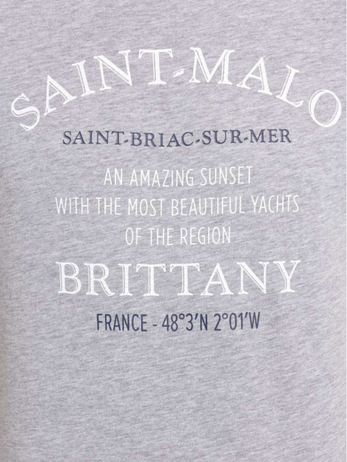 T-shirt gris chiné imprimé homme