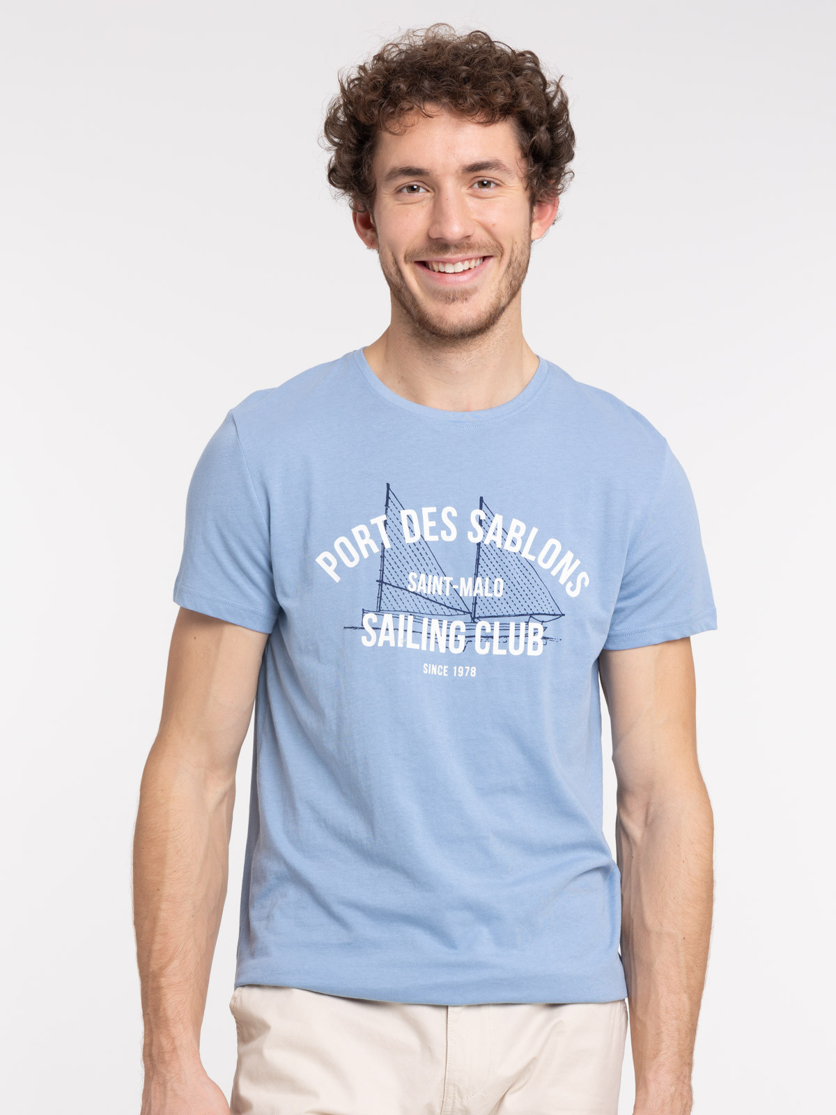 T-shirt sky blue imprimé homme