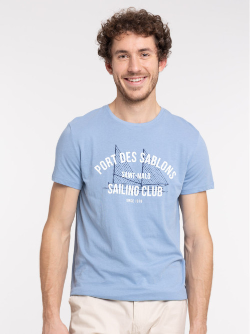 T-shirt sky blue imprimé homme