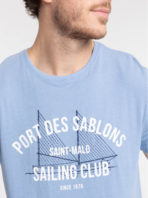 T-shirt sky blue imprimé homme