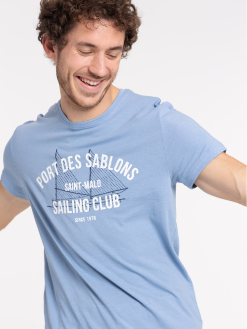 T-shirt sky blue imprimé homme