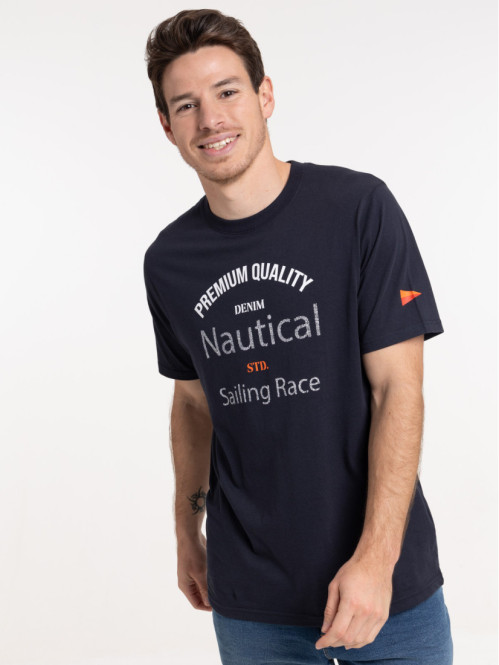 T-shirt marine navy imprimé homme