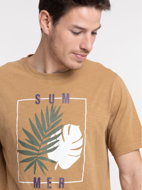 T-shirt summer coloris fauve homme