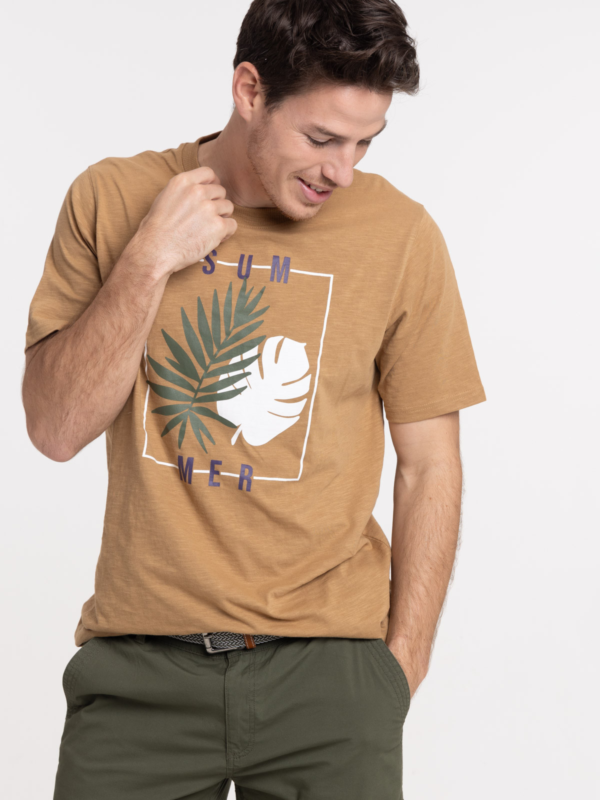 T-shirt summer coloris fauve homme