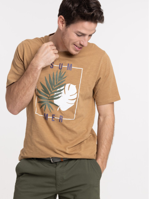 T-shirt summer coloris fauve homme