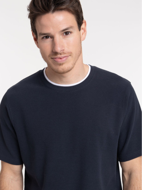 T-shirt effet 2 en 1 homme marine navy