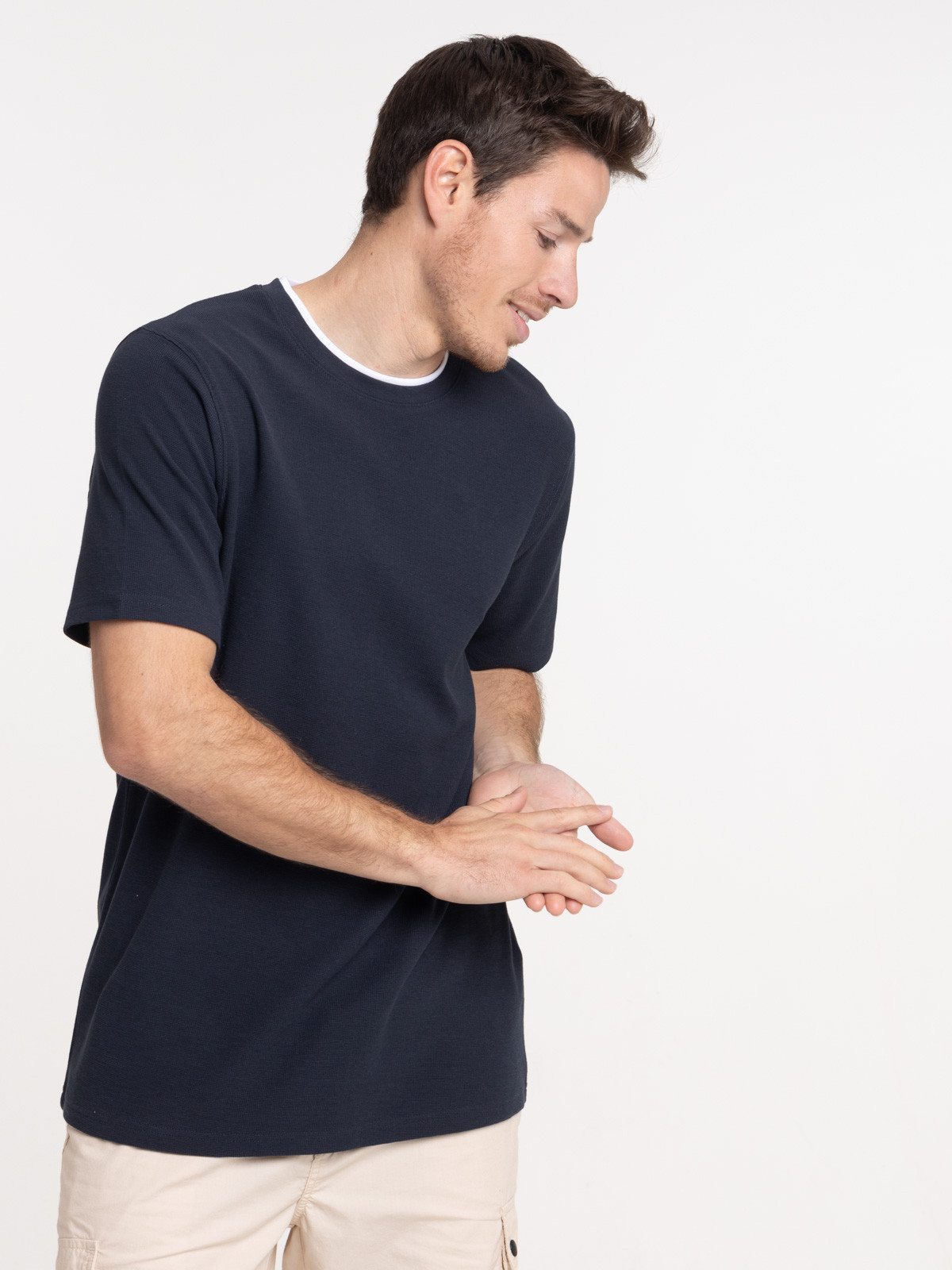 T-shirt effet 2 en 1 homme marine navy
