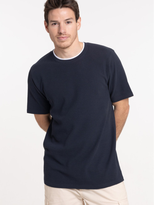 T-shirt effet 2 en 1 homme marine navy