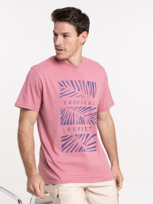 Tee-shirt imprimé rose violine homme