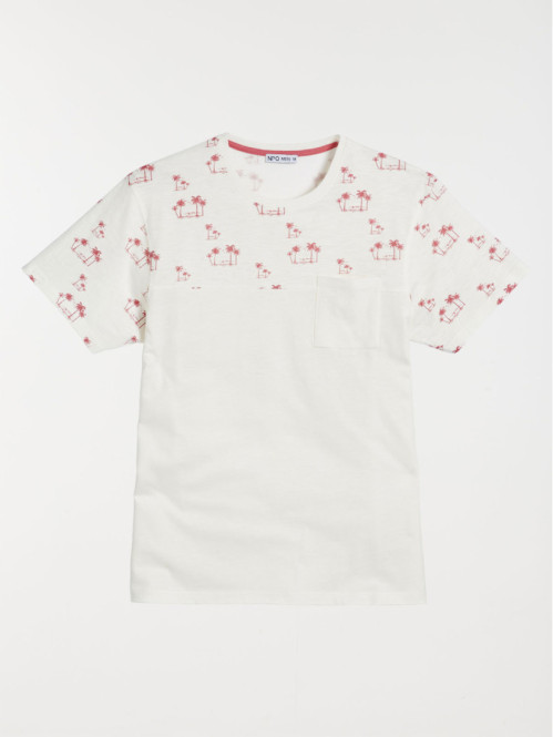 T-shirt motif palmier et poche homme