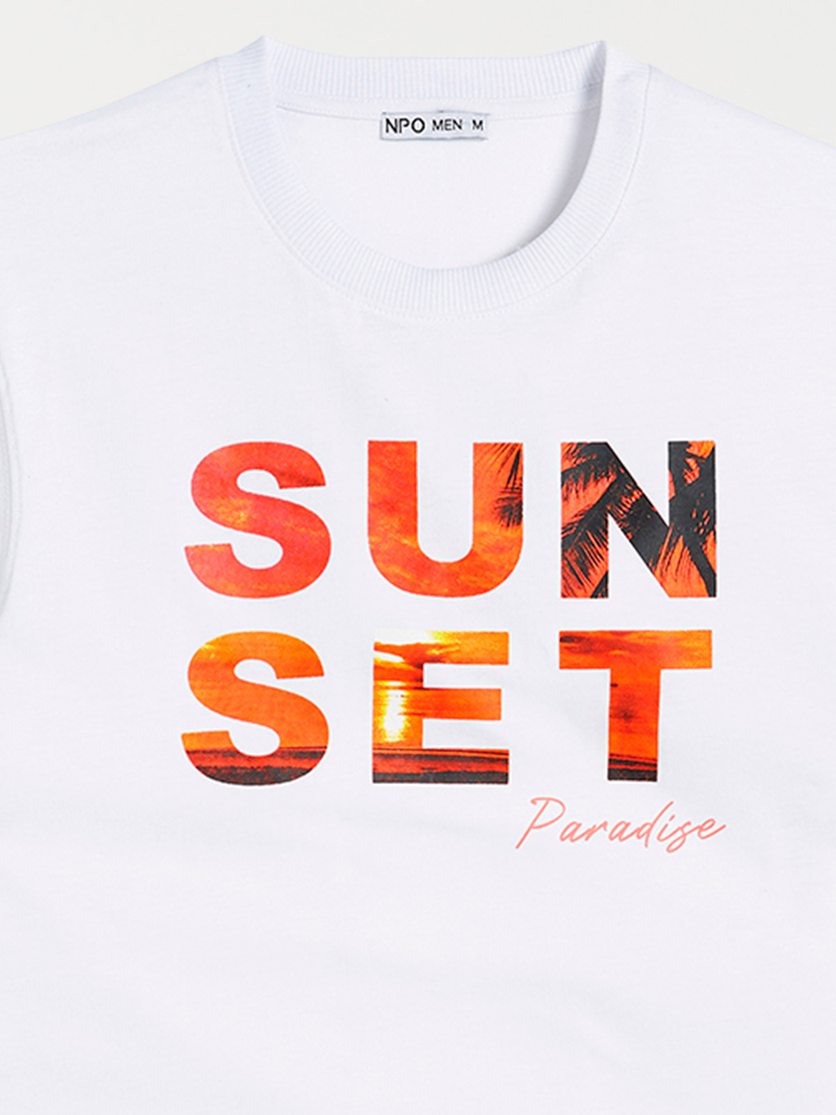 T-shirt blanc sunset paradise homme T-shirt blanc sunset paradise homme