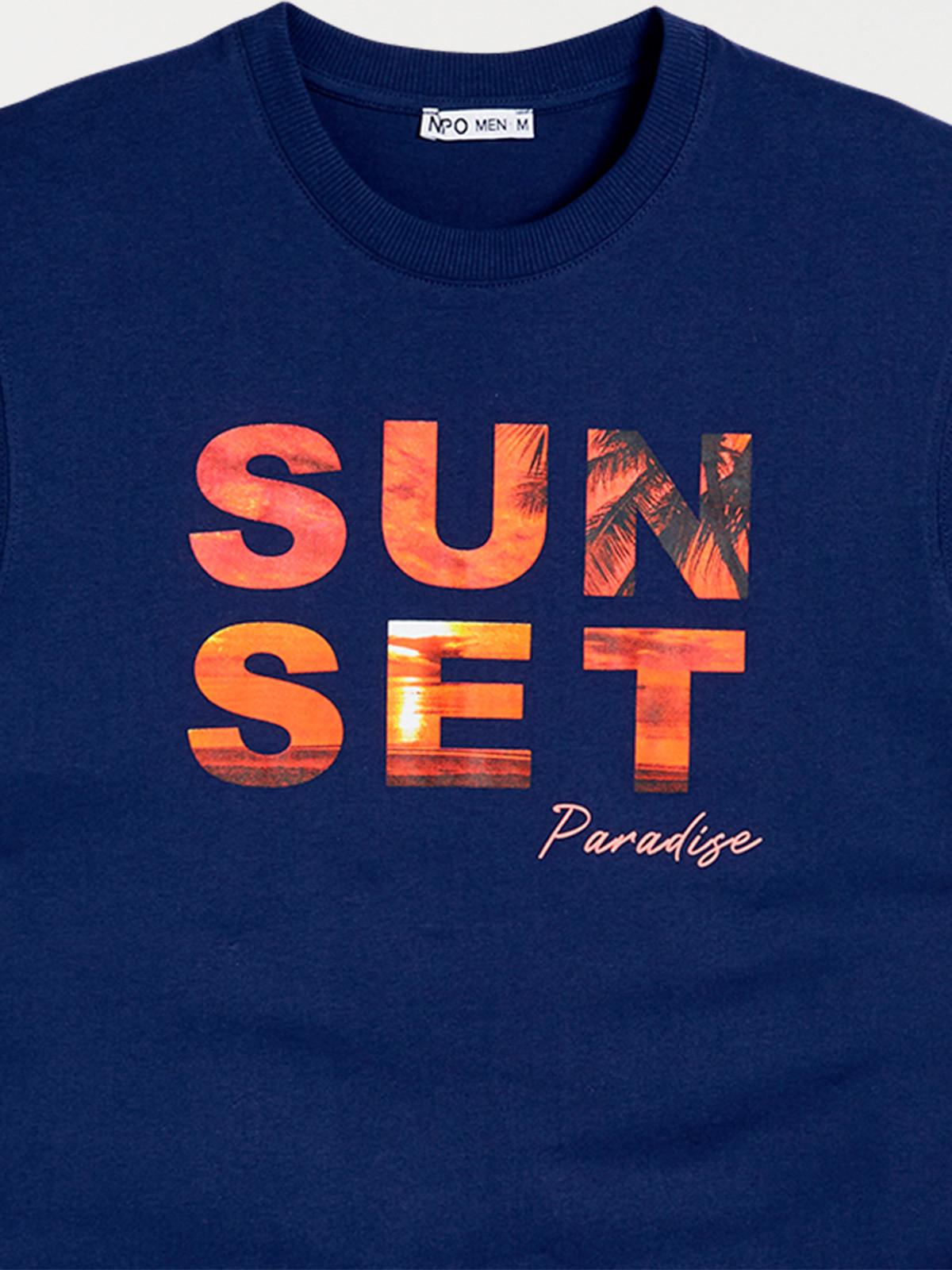 T-shirt naval blue sunset paradise homme