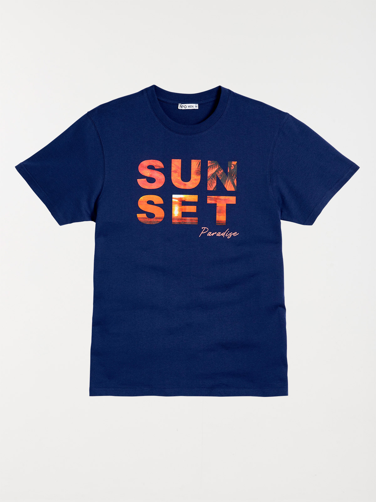 T-shirt naval blue sunset paradise homme