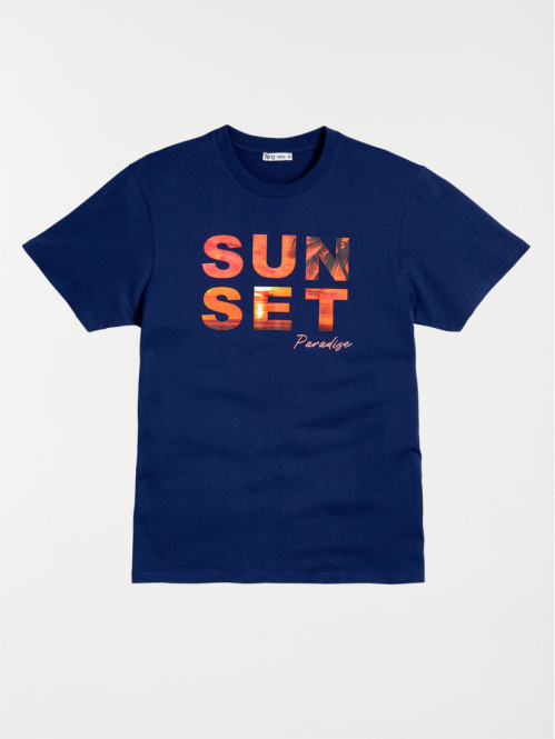 T-shirt naval blue sunset paradise homme
