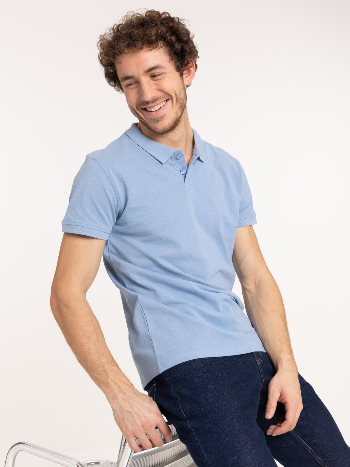Polo coloris sky blue homme