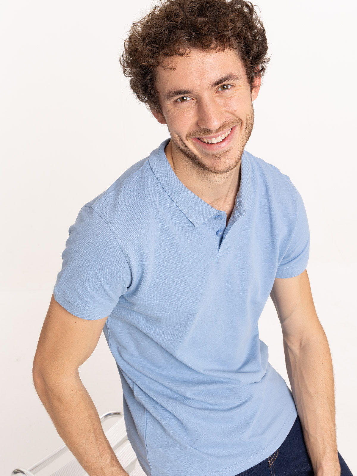 Polo coloris sky blue homme