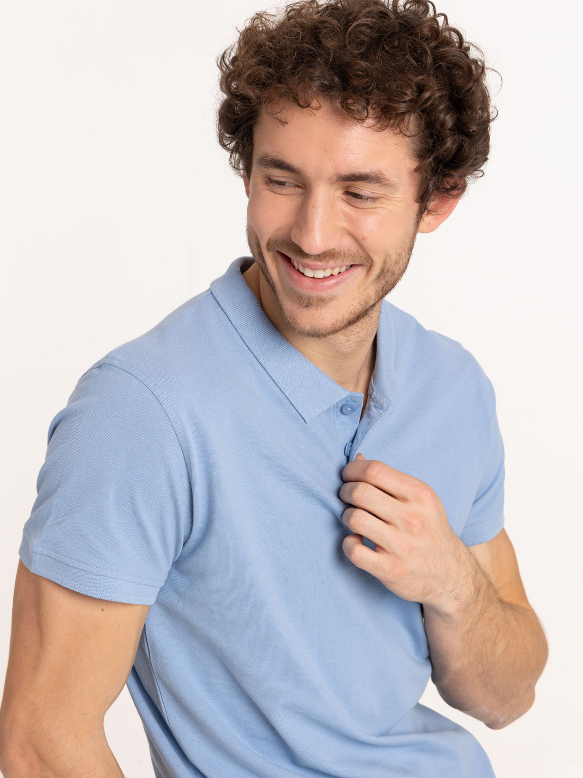 Polo coloris sky blue homme