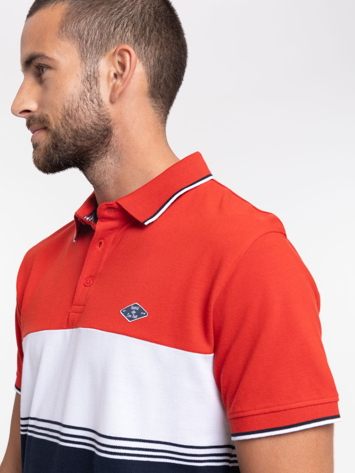 Polo color block 100% coton homme