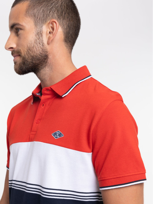 Polo color block 100% coton homme