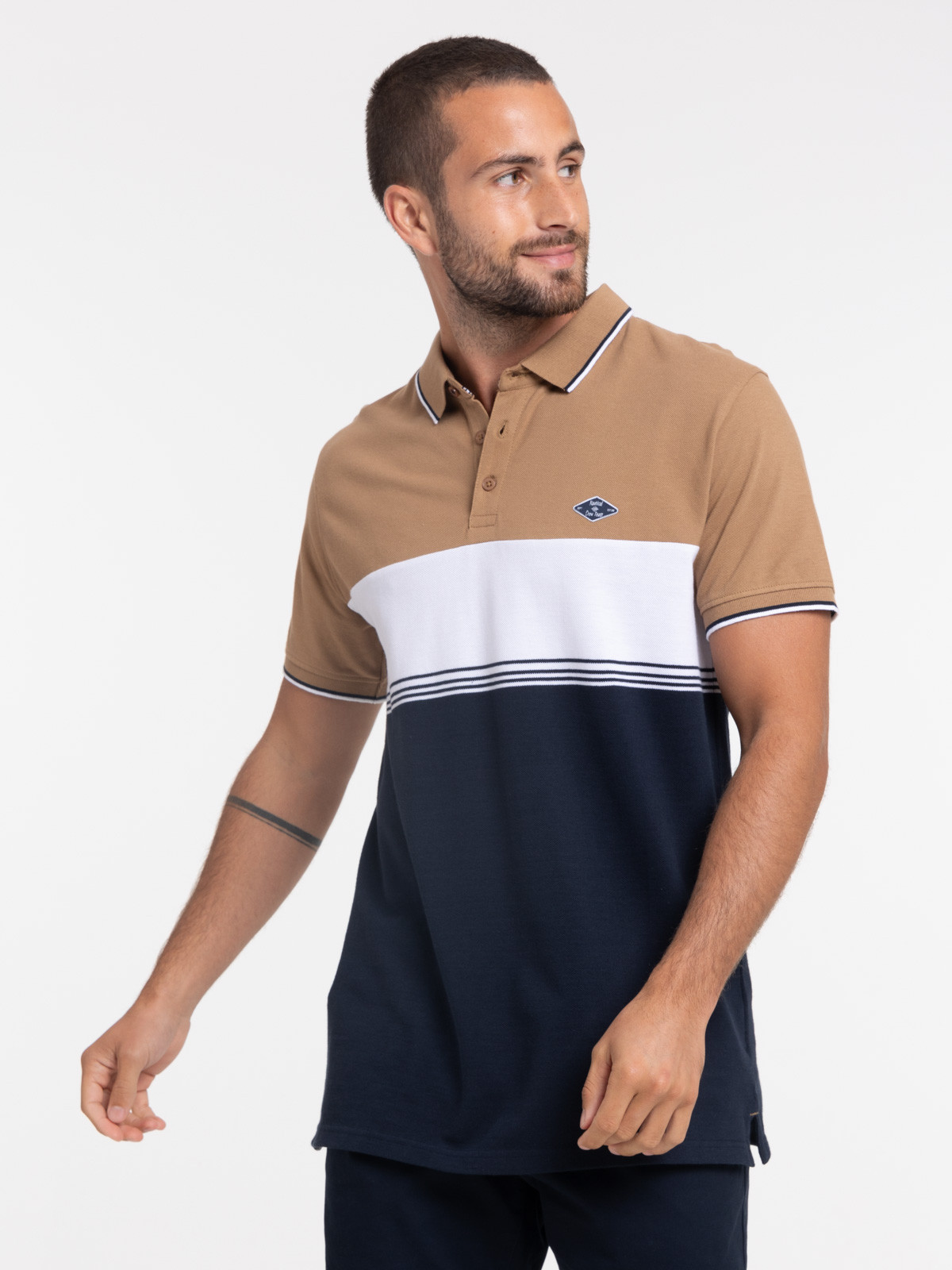Polo tricolore 100% coton homme