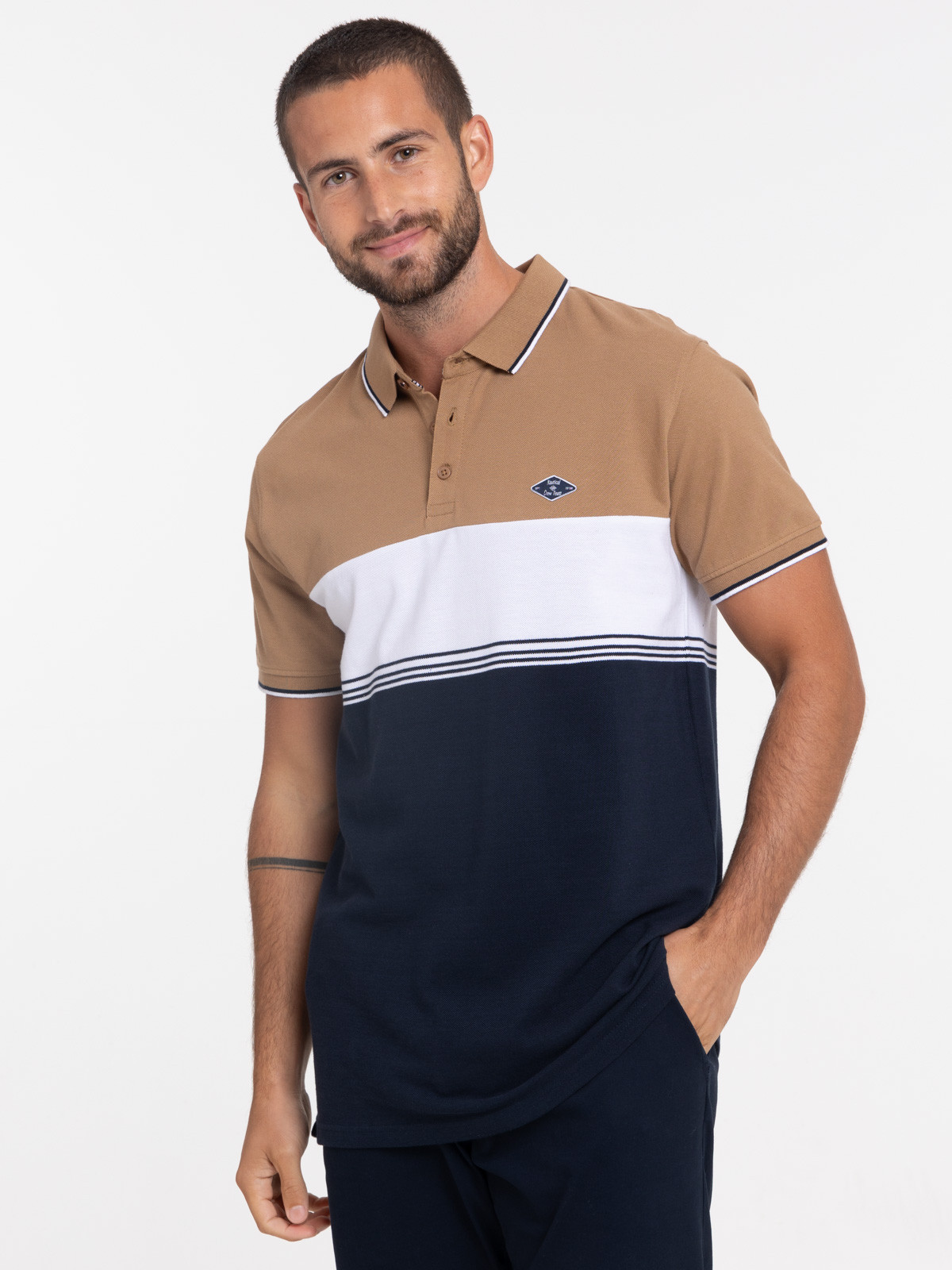 Polo tricolore 100% coton homme