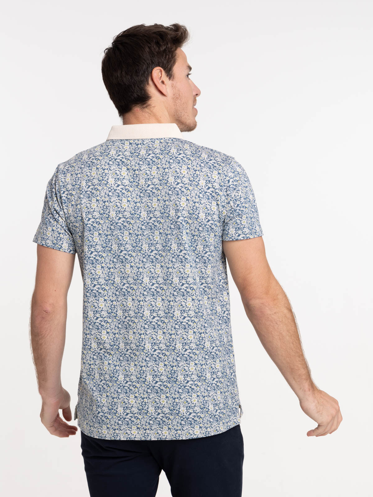 Polo indigo fleuri homme