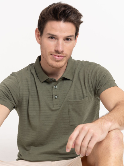 Polo coloris olive homme