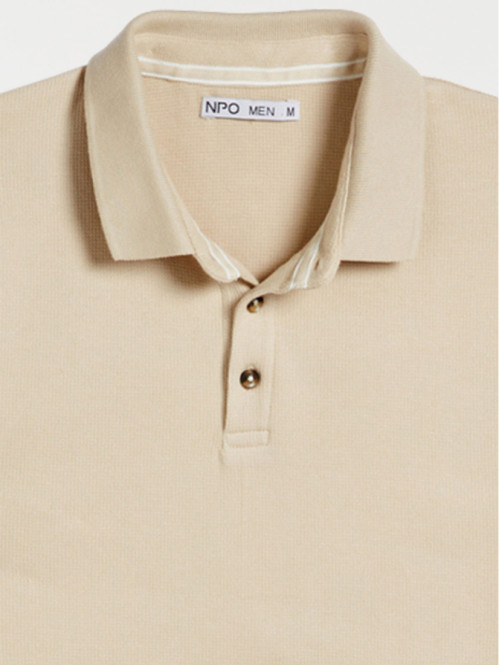 Polo beige grisé homme 100% coton Polo beige grisé homme 100% coton