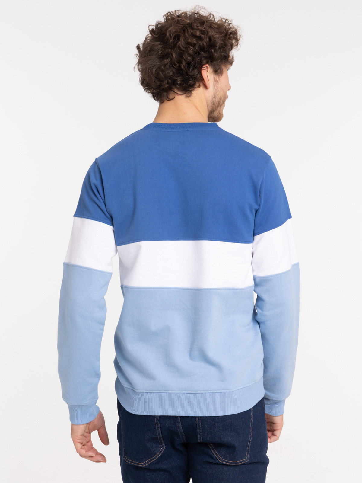 Sweat col rond tricolore homme