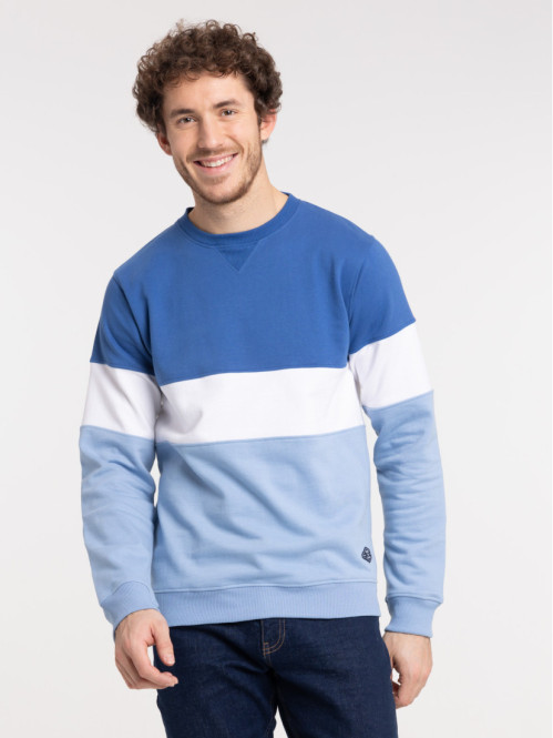 Sweat col rond tricolore homme