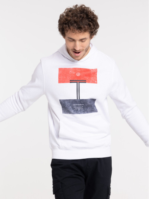 Sweat à capuche blanc homme