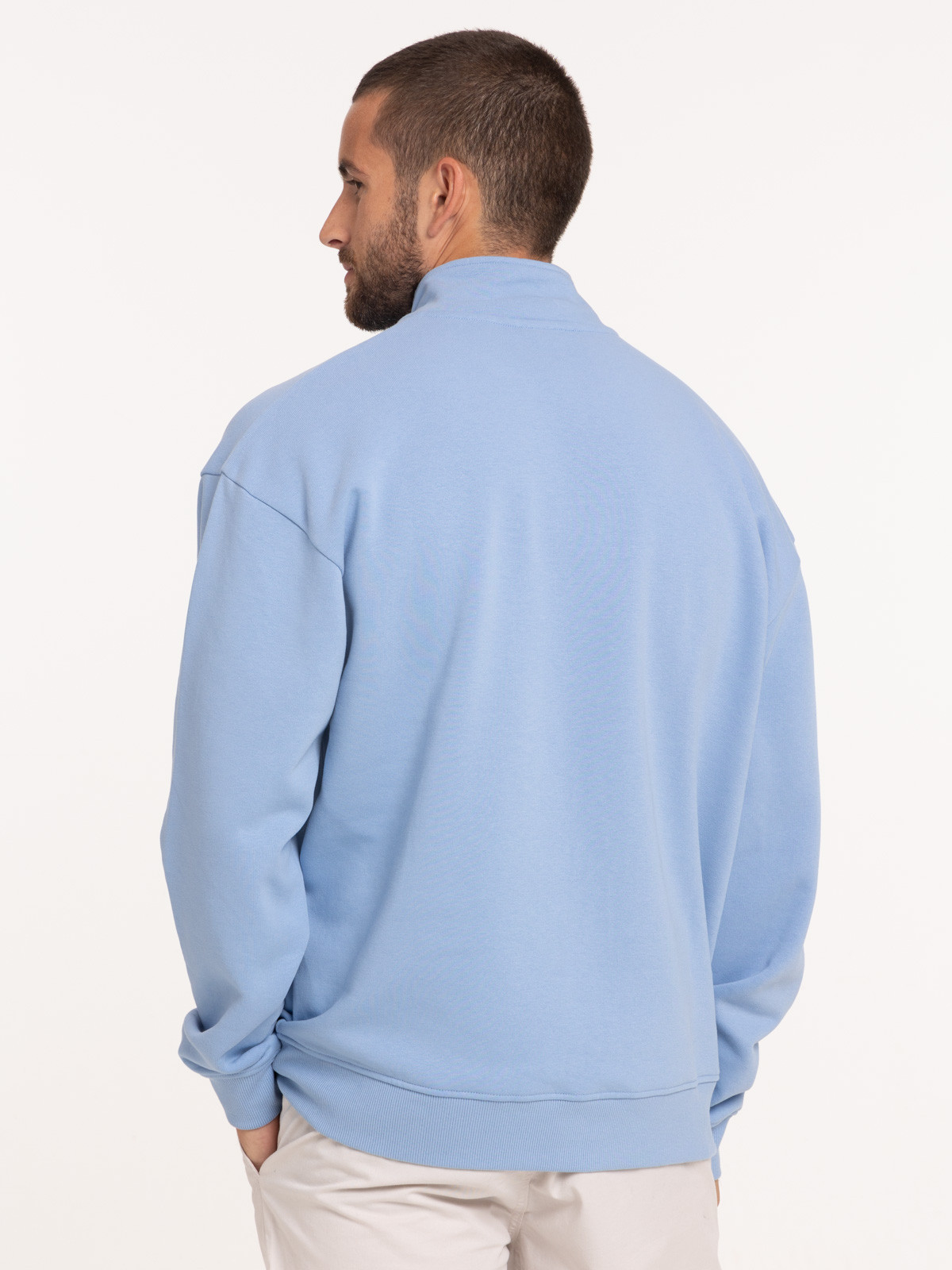 Sweat col camionneur sky blue homme