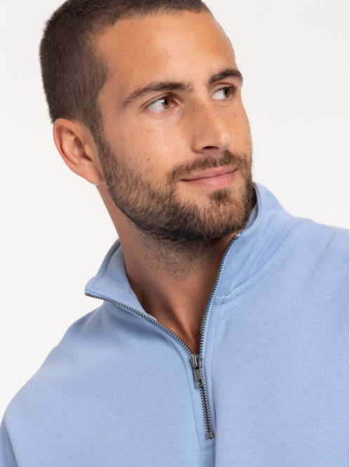Sweat col camionneur sky blue homme
