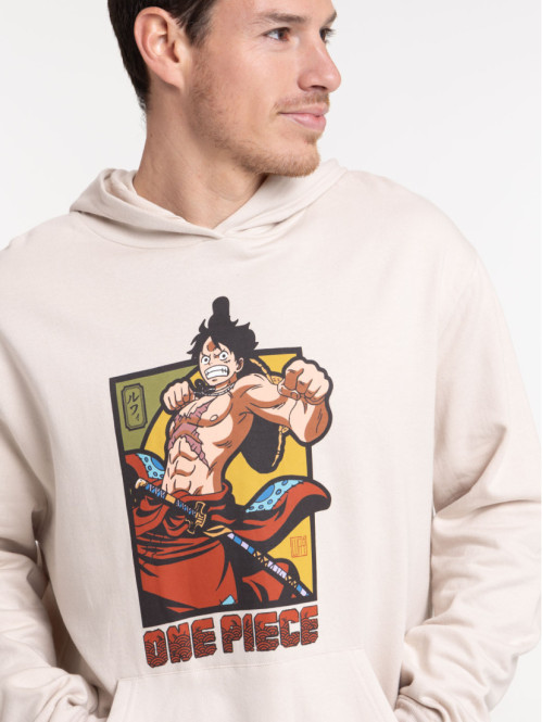 Sweat à capuche One Piece homme craie