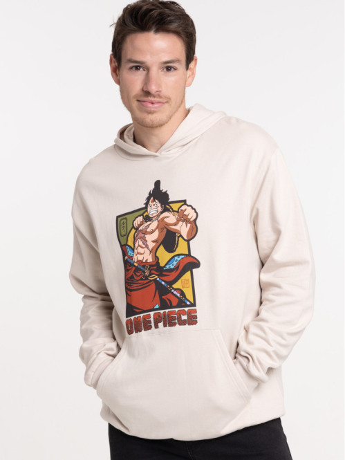 Sweat à capuche One Piece homme craie