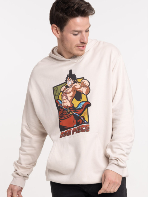 Sweat à capuche One Piece homme craie