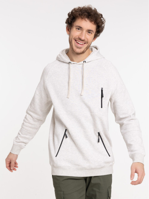 Sweat à capuche coloris craie homme