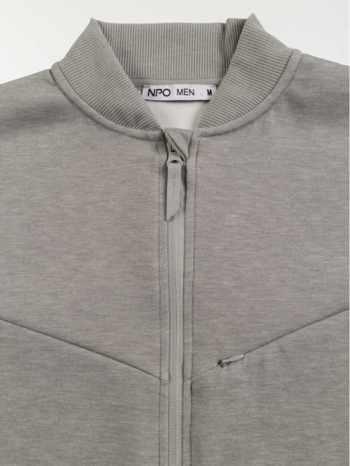 Sweat zippé gris chiné homme