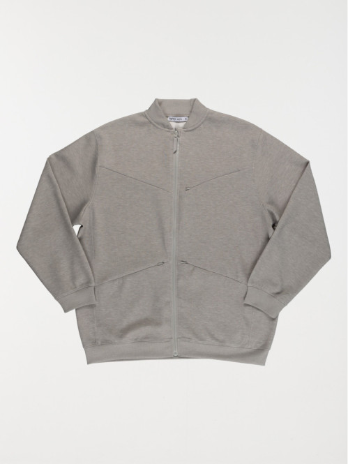 Sweat zippé gris chiné homme