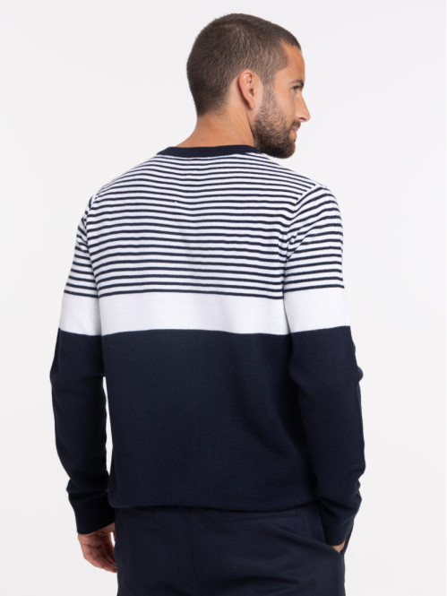 Pull rayé col rond homme