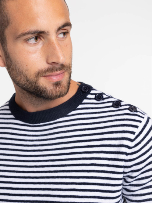 Pull rayé col rond homme