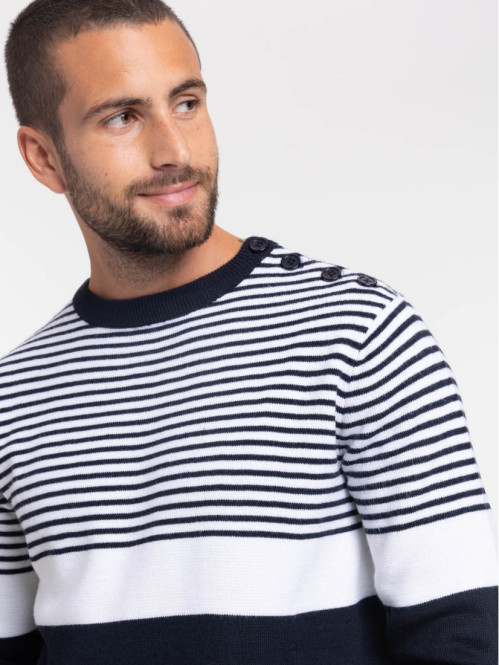 Pull rayé col rond homme