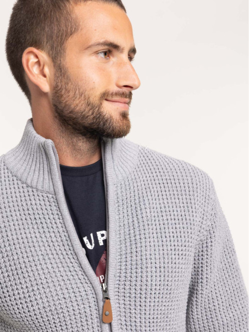 Gilet zippé gris chiné homme