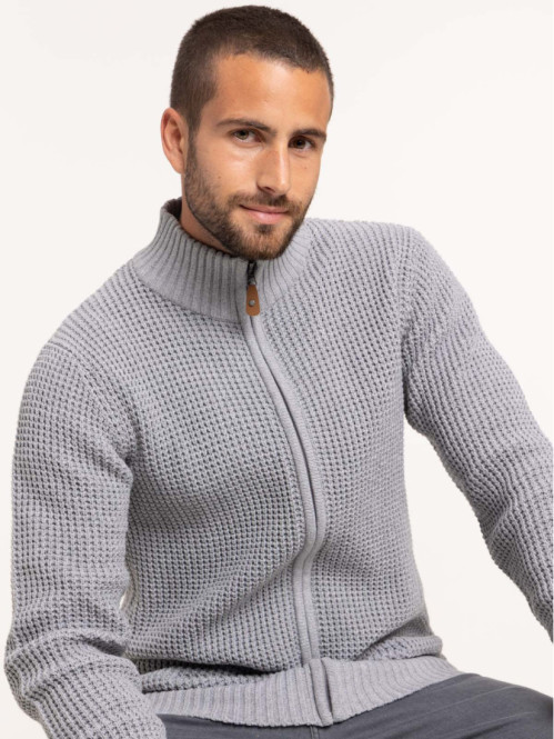 Gilet zippé gris chiné homme